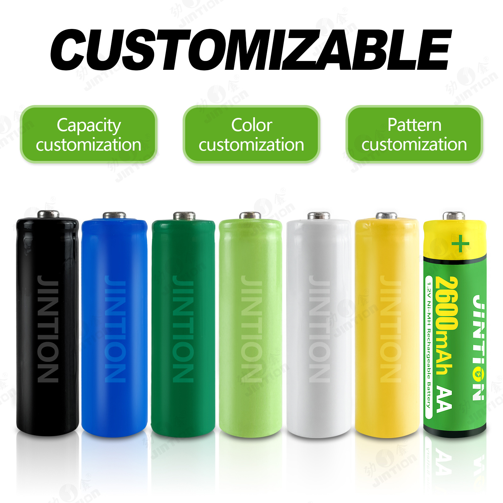 JINTION NiMh AA 2600mAh 1.2v aa rechargeable battery nimh battery aa 1.2v rechargeable batteries Customize For Solar light toys