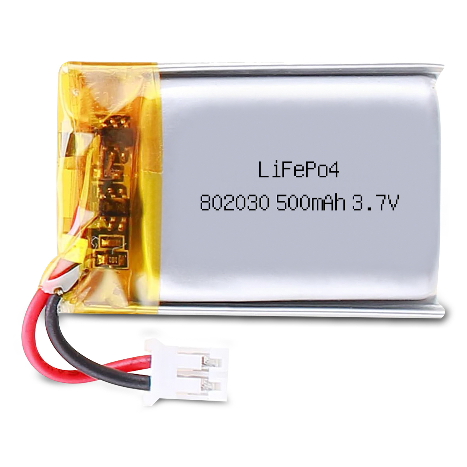 802030 3.7v 300mah lifepo4 battery with JST Connector for pulse monitors, Wi-Fi enabled smart home systems e-books GPS dash cam