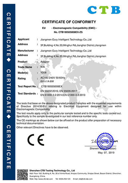 CE-EMC certificate for soap dispenser power supply