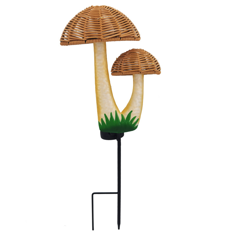 Rattan Mushroom Solar Stake Lights for Garden Decor