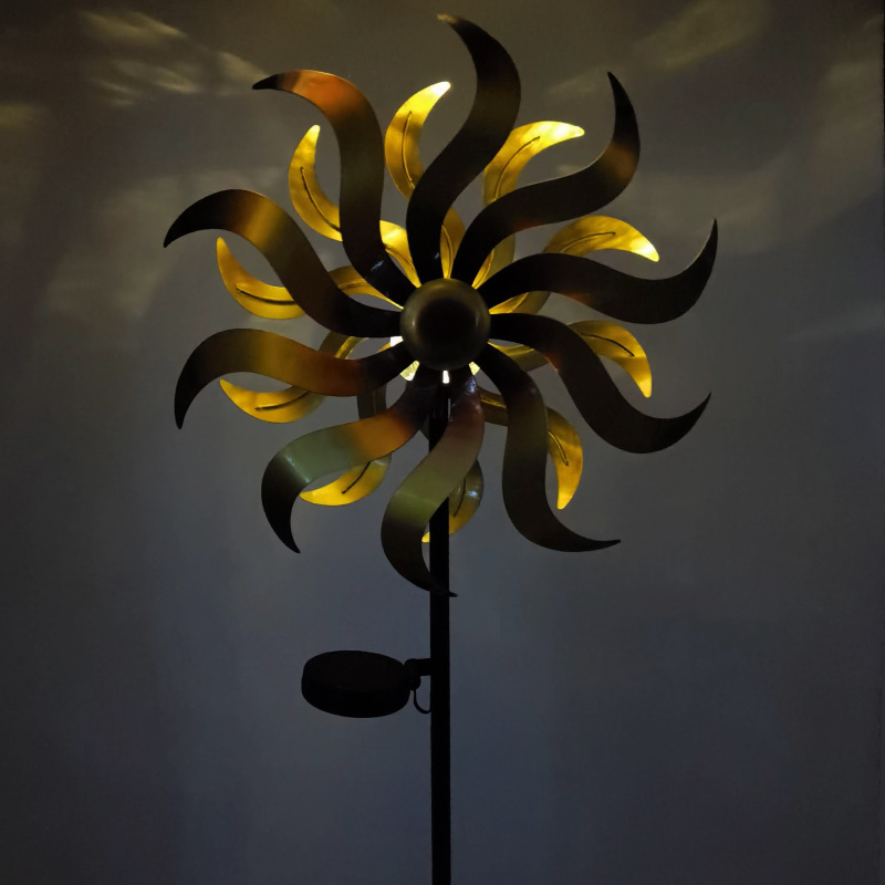 Decor Metal Windmills Stake with Solar Light 155CM