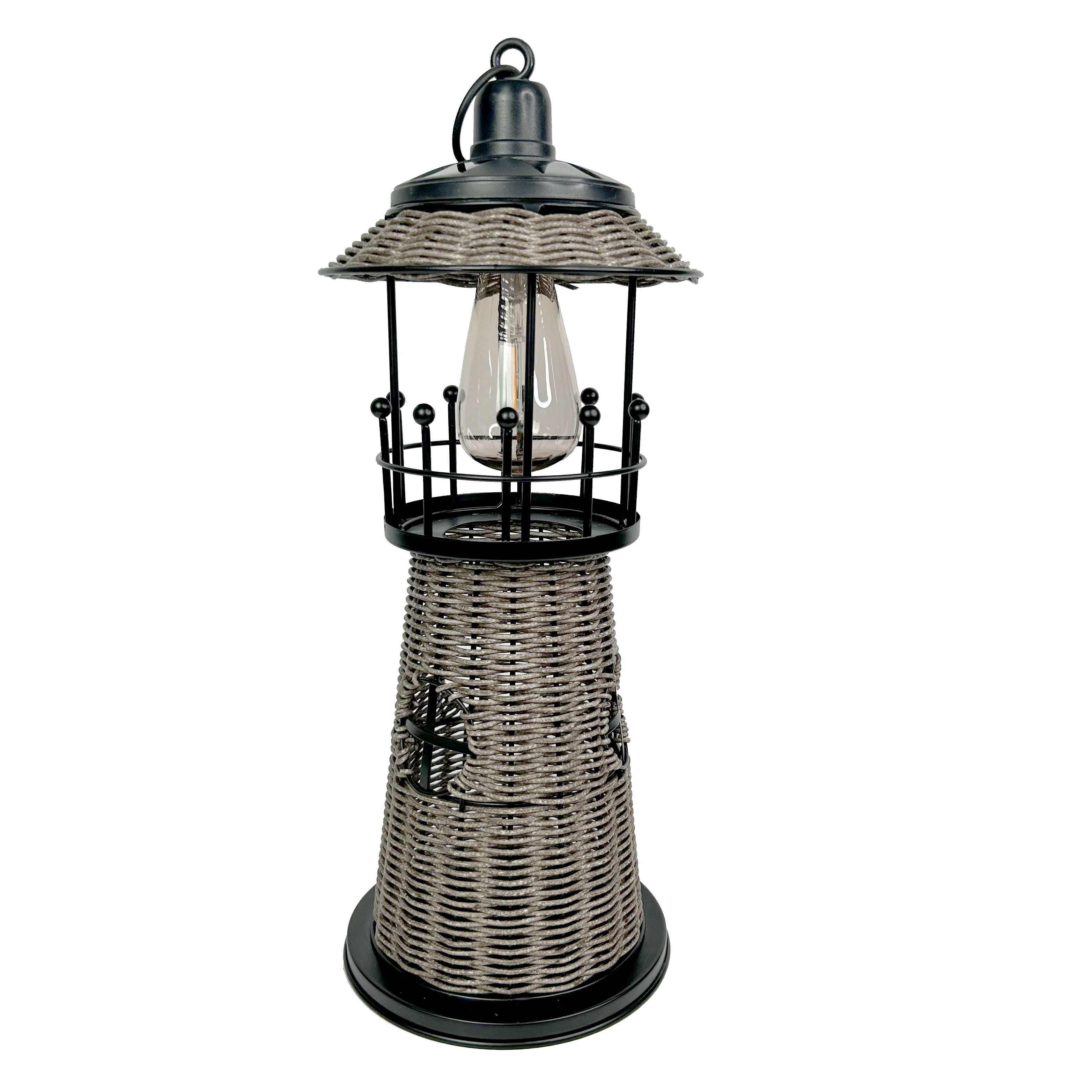 Rattan Lighthouse Solar Lamp for Garden Decor
