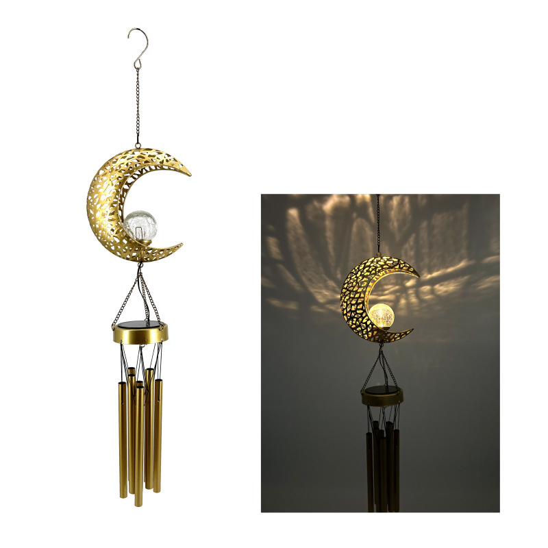 Moon Wind Chime Crack Ball with Solar Lights