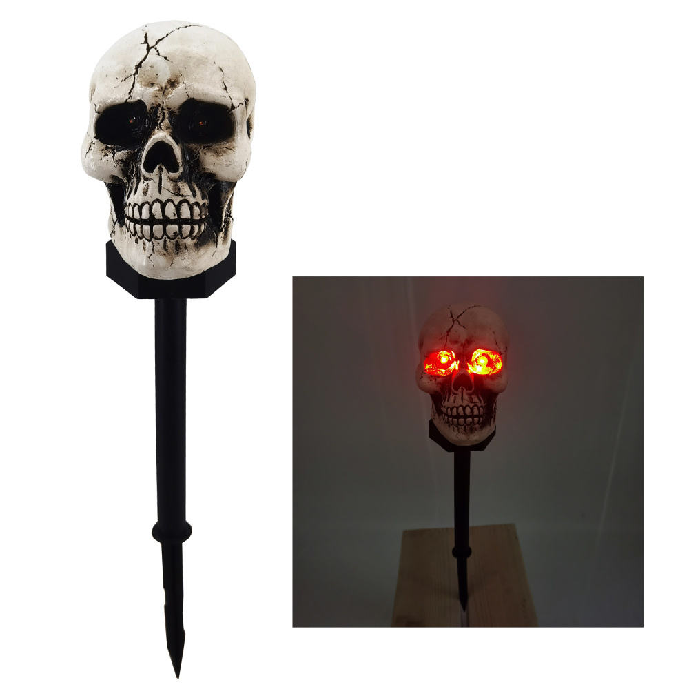 Halloween Garden Decor Skull Solar Light Lawn Stake
