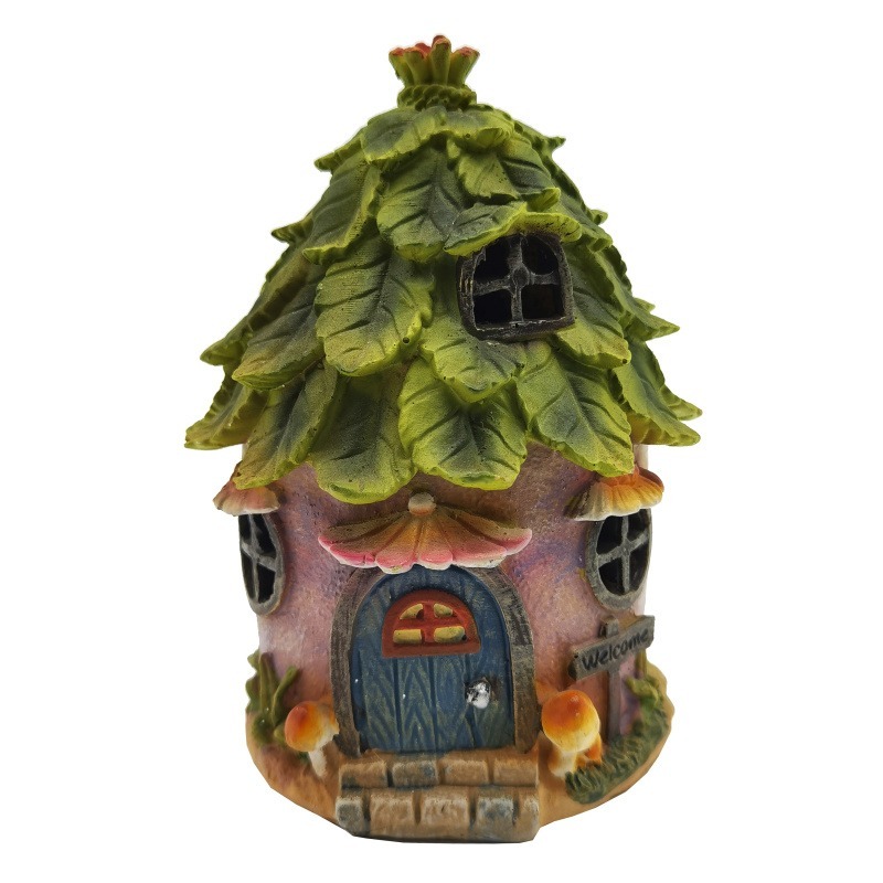 Resin House Solar LED Lights for Garden Decoration