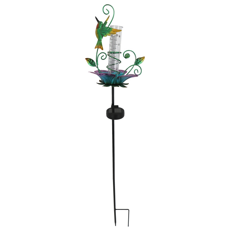 Garden Bird Rain Gauge with Solar Lights