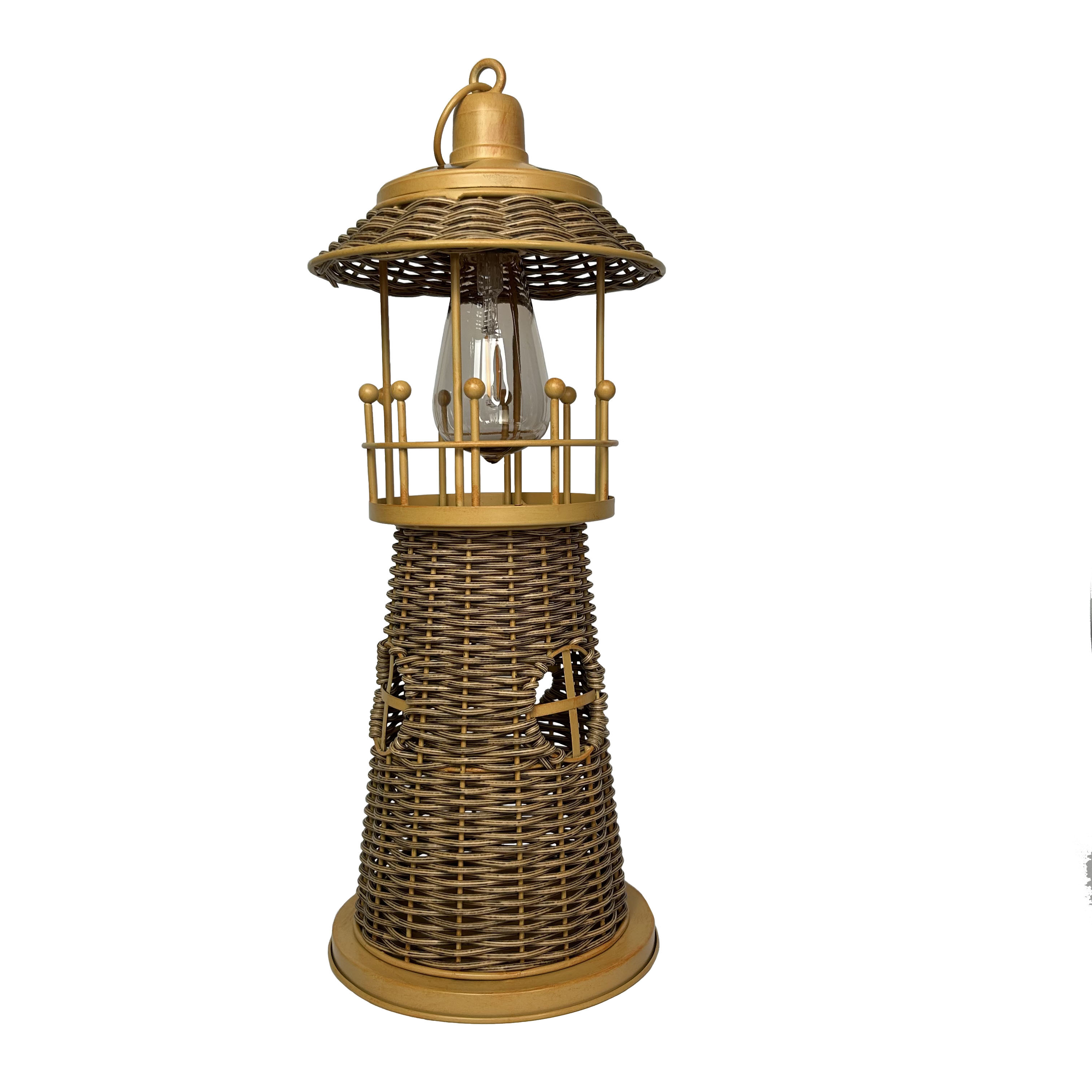 Lighthouse Rattan Solar Lamp for Garden Decorations