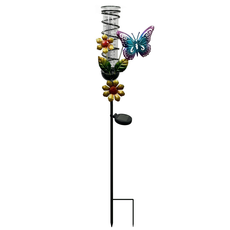 Garden Butterfly Solar Lights Rain Gauge
