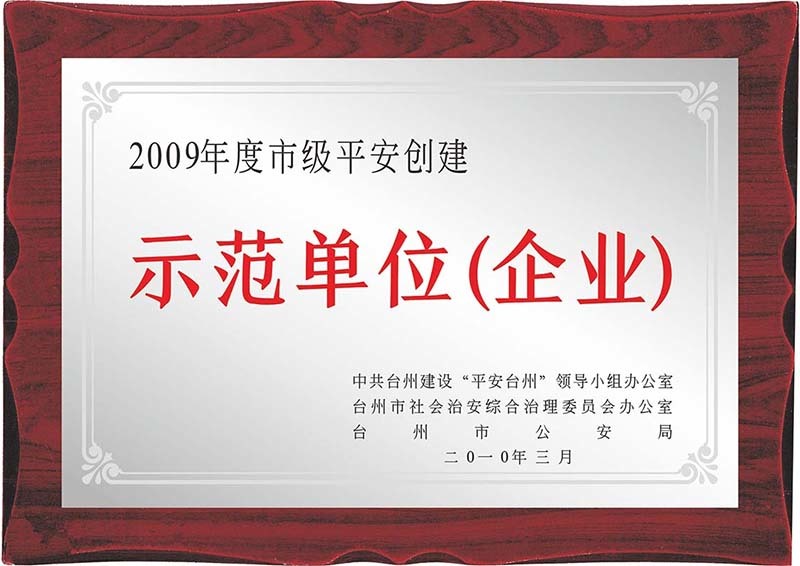 2009年度市級平安創(chuàng)建示范單位(企業(yè))