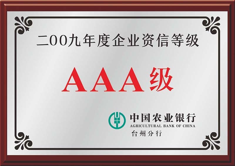 2009年度企業(yè)資信等級AAA級