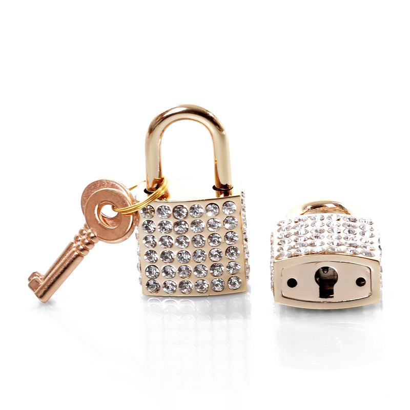 Square Gold Rhinestone Love Padlock For Wedding