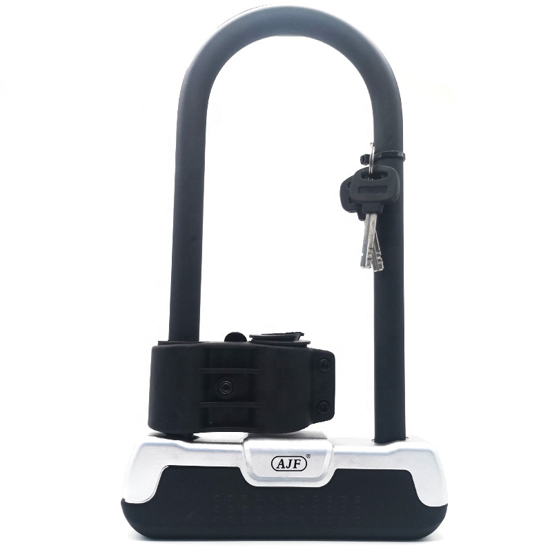AJF U Lock with Strong Cable Heavy Duty Bicycle U-Lock 18mm U Shackle Secure Locks with Sturdy Mounting Bracket for Road Bike