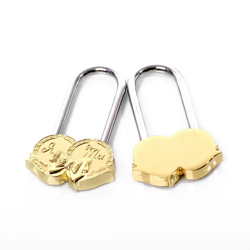 Gold Russia Style Double Heart Lock