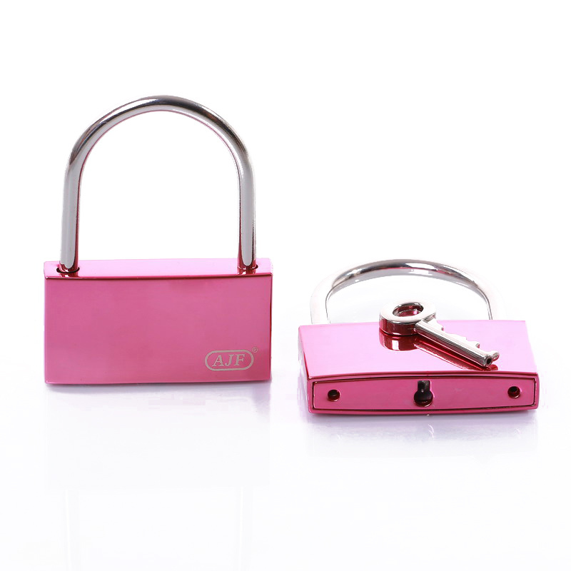 Shiny Pink Square Love Lock 50mm