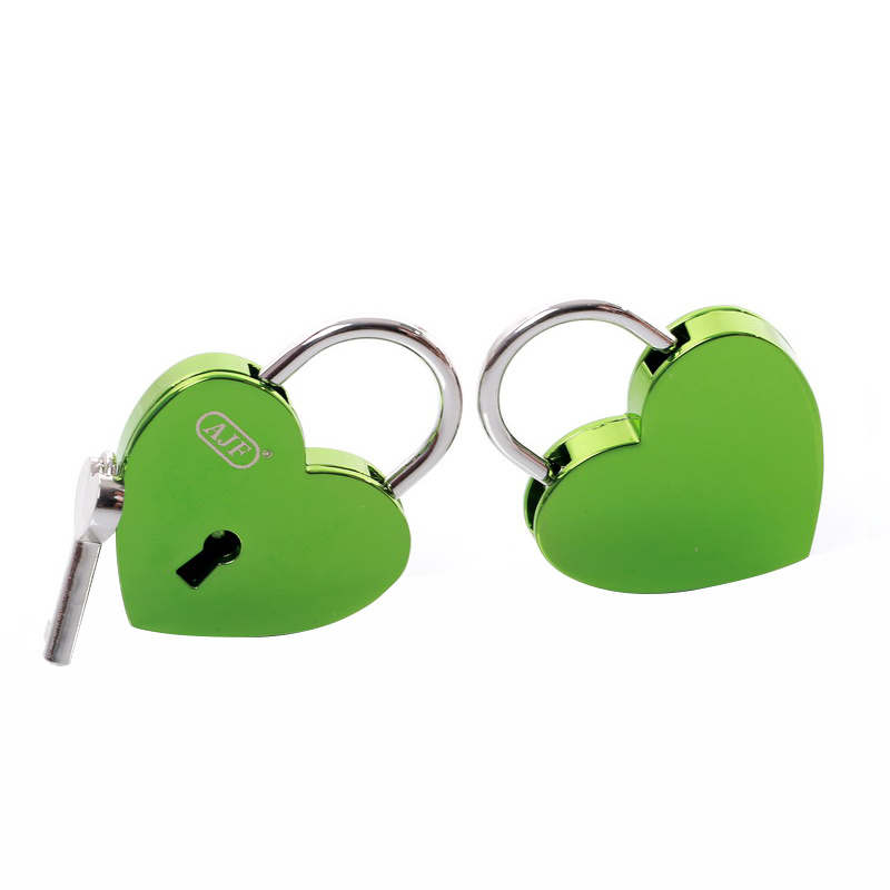 Shiny Green Customize Heart Lock And Key