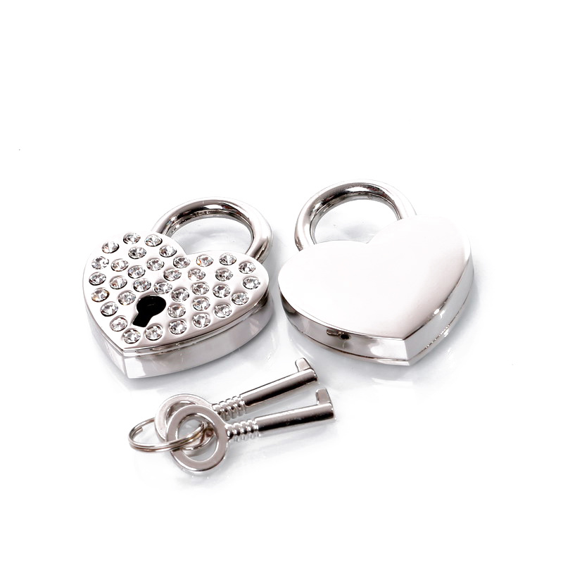 Small Heart Rhinestone Wedding Padlock