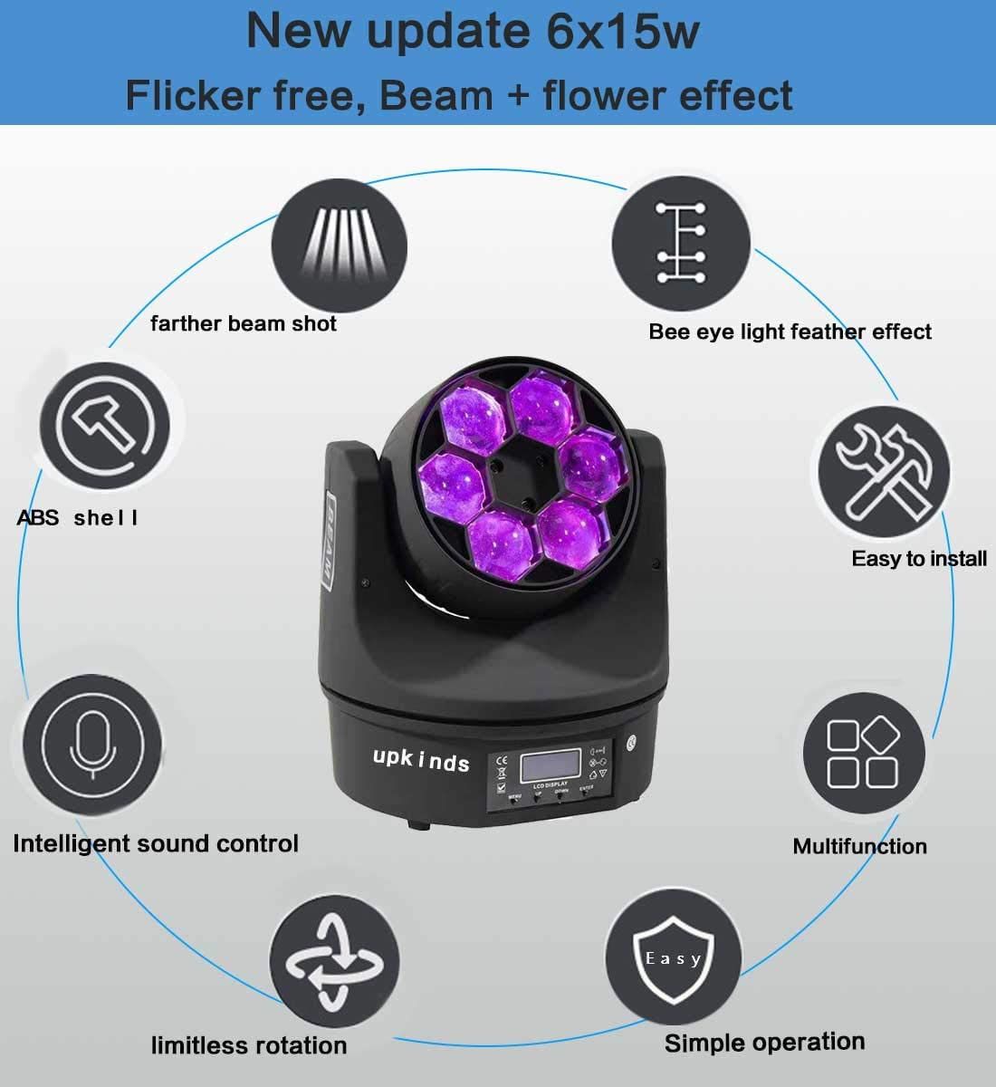 China Manufacturer High Quality 6Pcs 15W Rgbw 4-In-1 Led Mini Bee Eye Beam Light