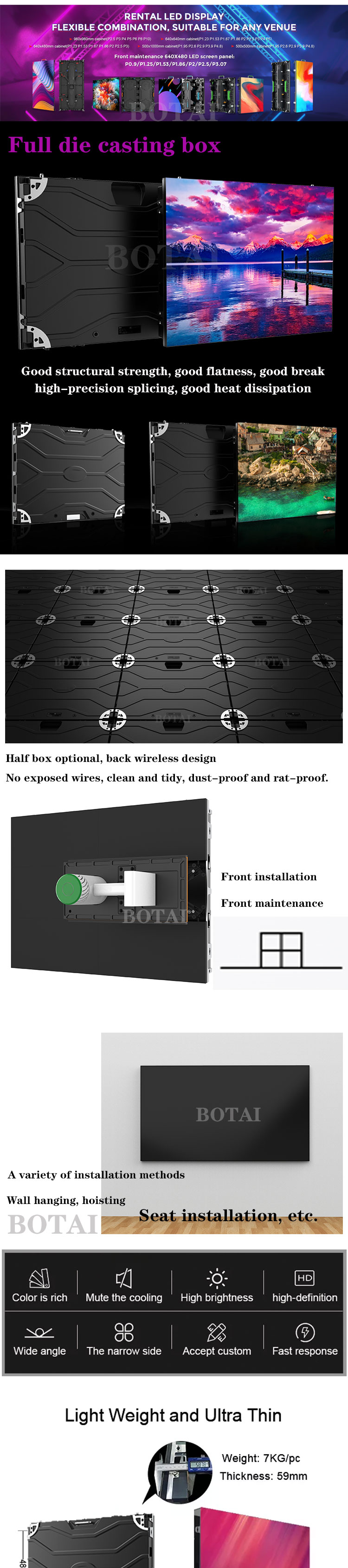 Botai P0.9 small pixel magnet Front maintenance led display panels