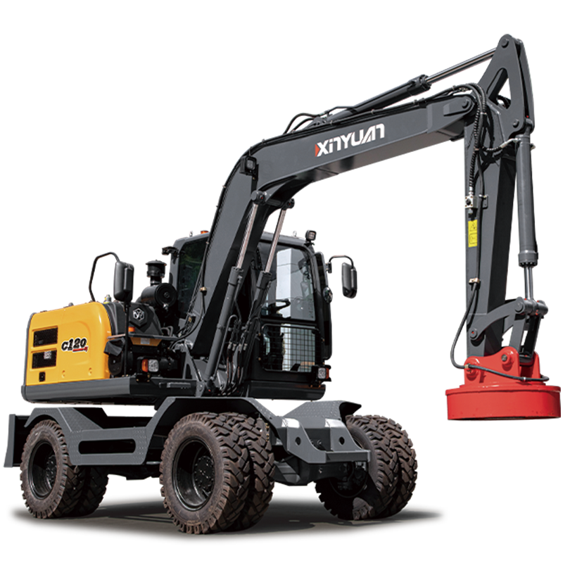XYC120WT Wheeled Excavator with Iron Suction Plate Magnet Lifter for Sale