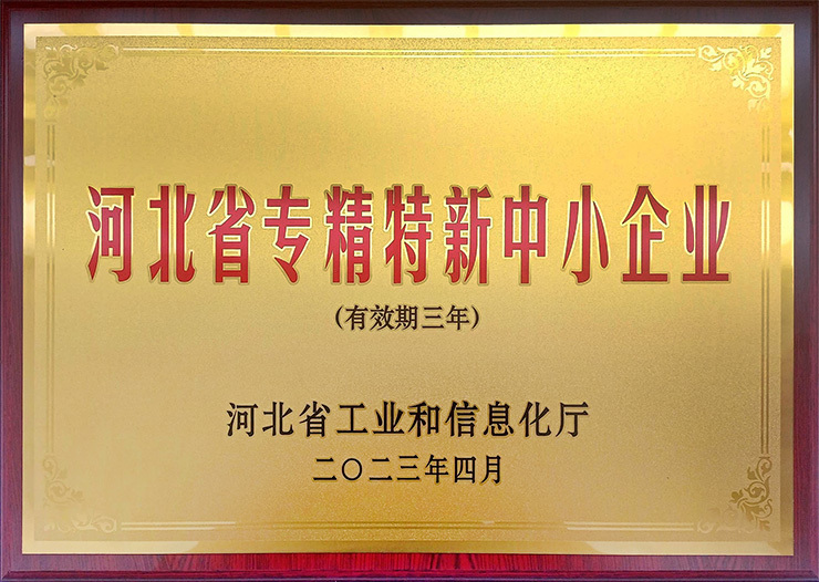 Hebei province specialized special new small and medium-sized enterprise certificate