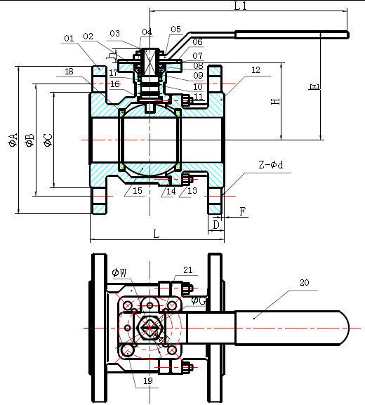 Flanged ball valve