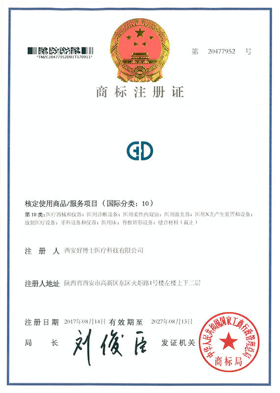 GD trademark certificate