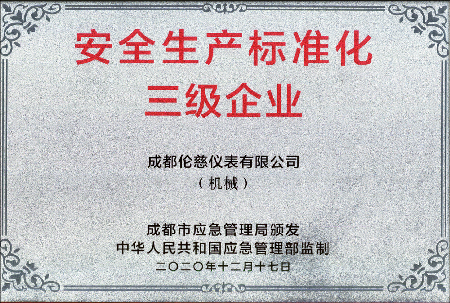 祝贺我司顺利取得“安全生产标准化三级企业”认定