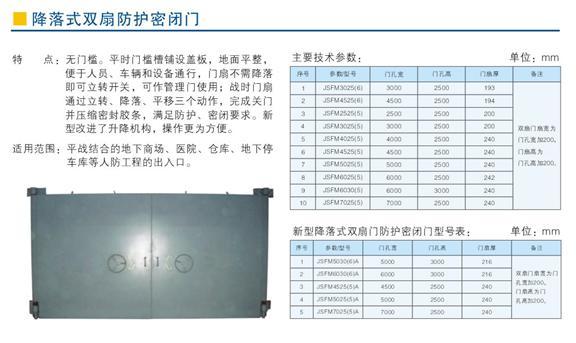 降落式双扇防护密闭门