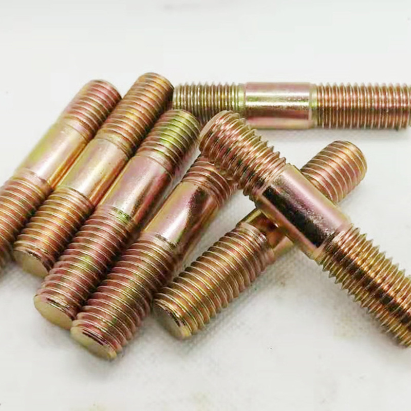Color Yellow Zinc Plated Steel DIN938 Double Ending Stud Bolts