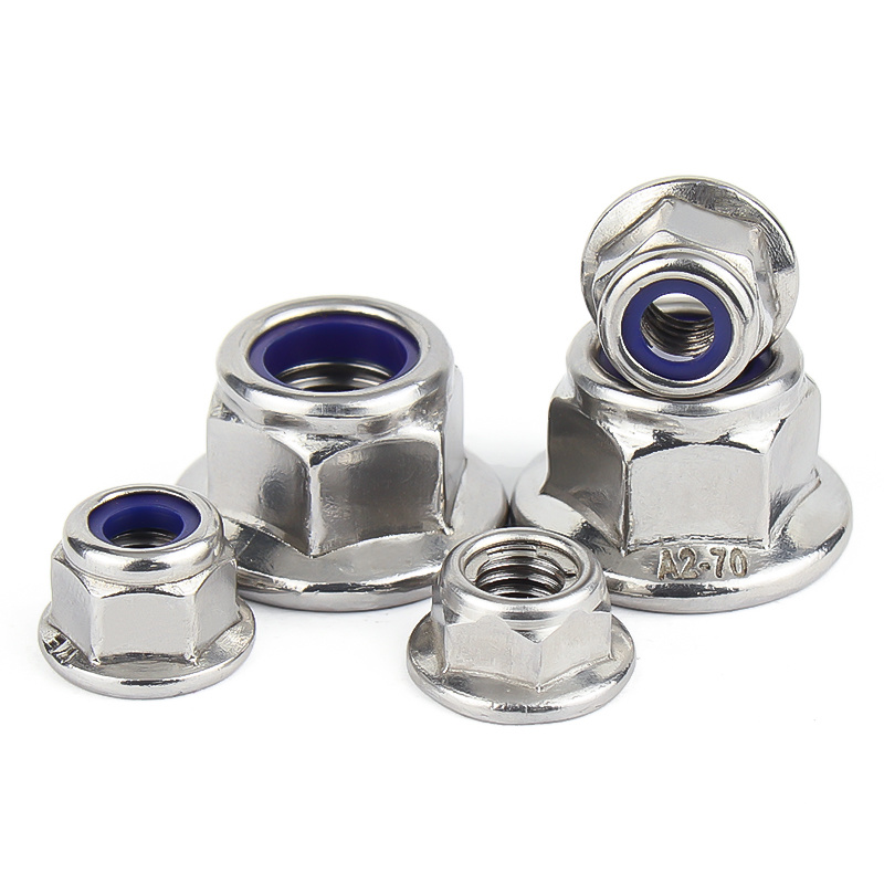 Stainless Steel A2-70 A4-80 SS201 SS304 SS316 DIN6926 DIN1663 Nylon Lock Nuts With Flange Flange Nylock Nuts