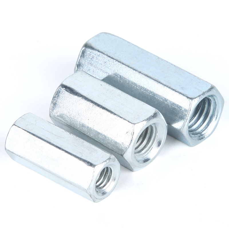 High Strength Grade 4 8 10 12 Steel Galvanized Blue White Zinc Plated DIN6334 Long Hex Coupling Nuts
