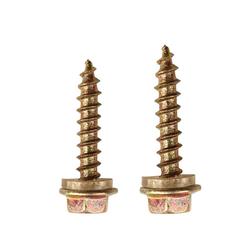 Color Yellow Zinc PlatedSteel Hexagon Head Hex Self-tapping Screws