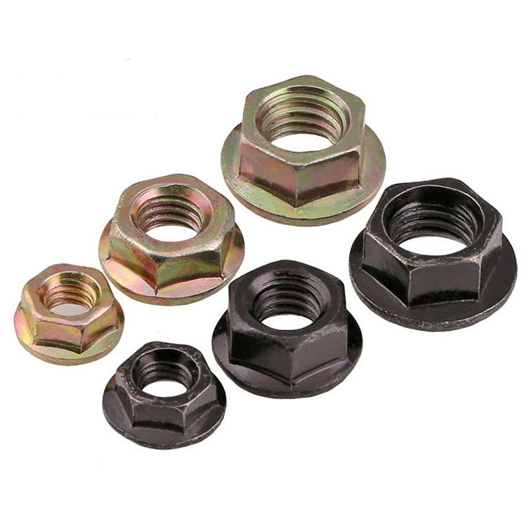 High Strength Grade 4 8 10 12 Steel Color Yellow Zinc Plated DIN6923 Hex Flange Nuts