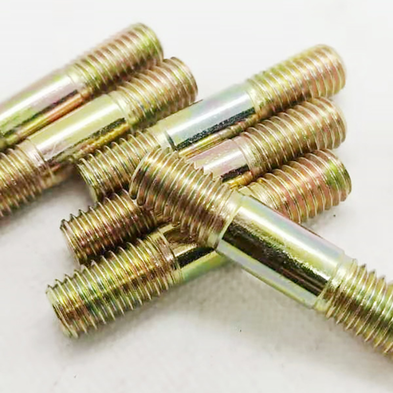 Color Yellow Zinc Plated Steel DIN938 Double Ending Stud Bolts