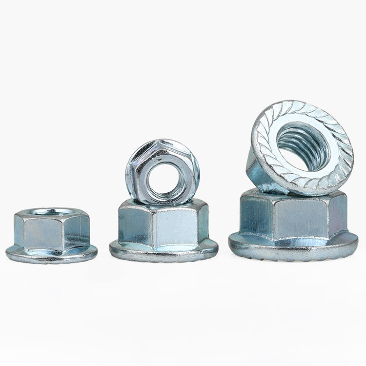 High Strength Grade 4 8 10 12 Steel Galvanized Blue White Zinc Plated DIN6923 Hex Flange Nuts