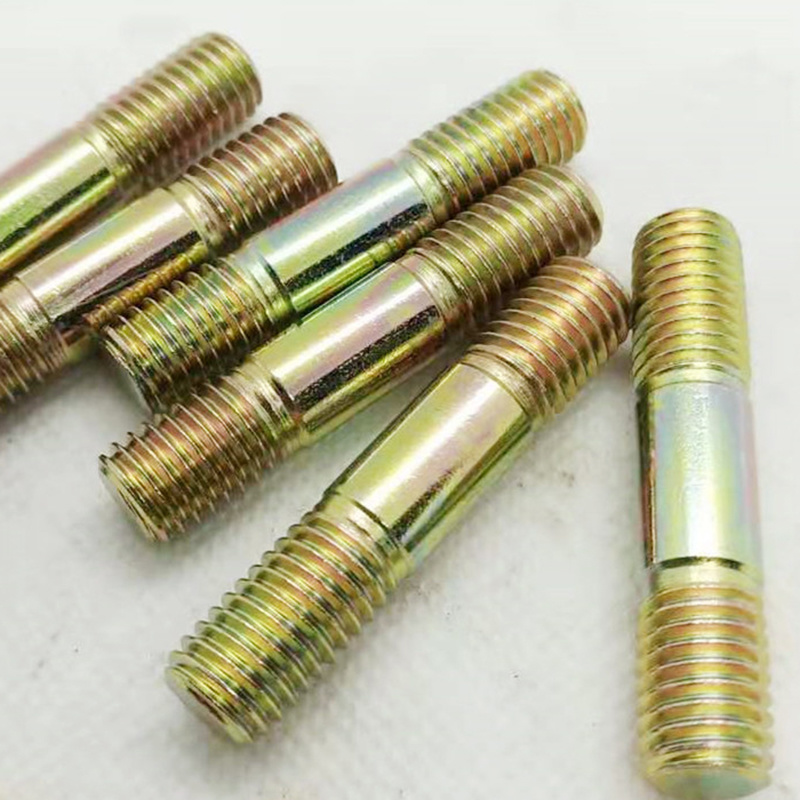 Color Yellow Zinc Plated Steel DIN938 Double Ending Stud Bolts