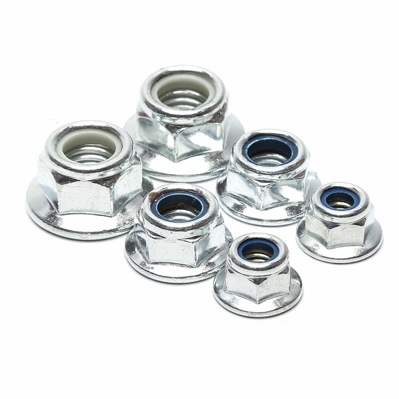 Alta resistência 4 8 10 aço grau 12 galvanizado azul e branco galvanizado DIN6926 DIN1663 com porca de travamento de nylon flange flange porca de travamento