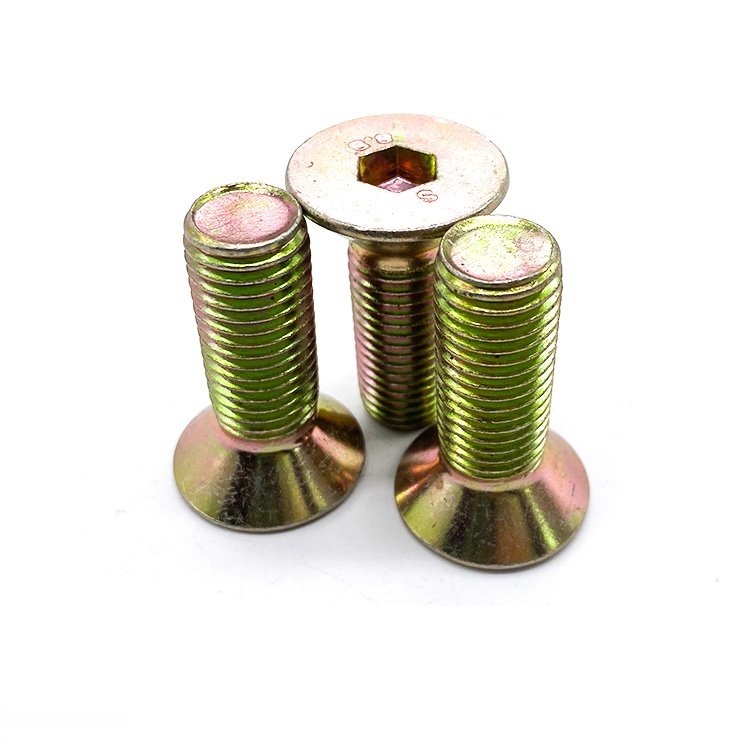 High Strength Grade 4.8 8.8 10.9 12.9 Yellow Zinc Plated DIN7991 CSK Flat Head Hex Socket Bolts