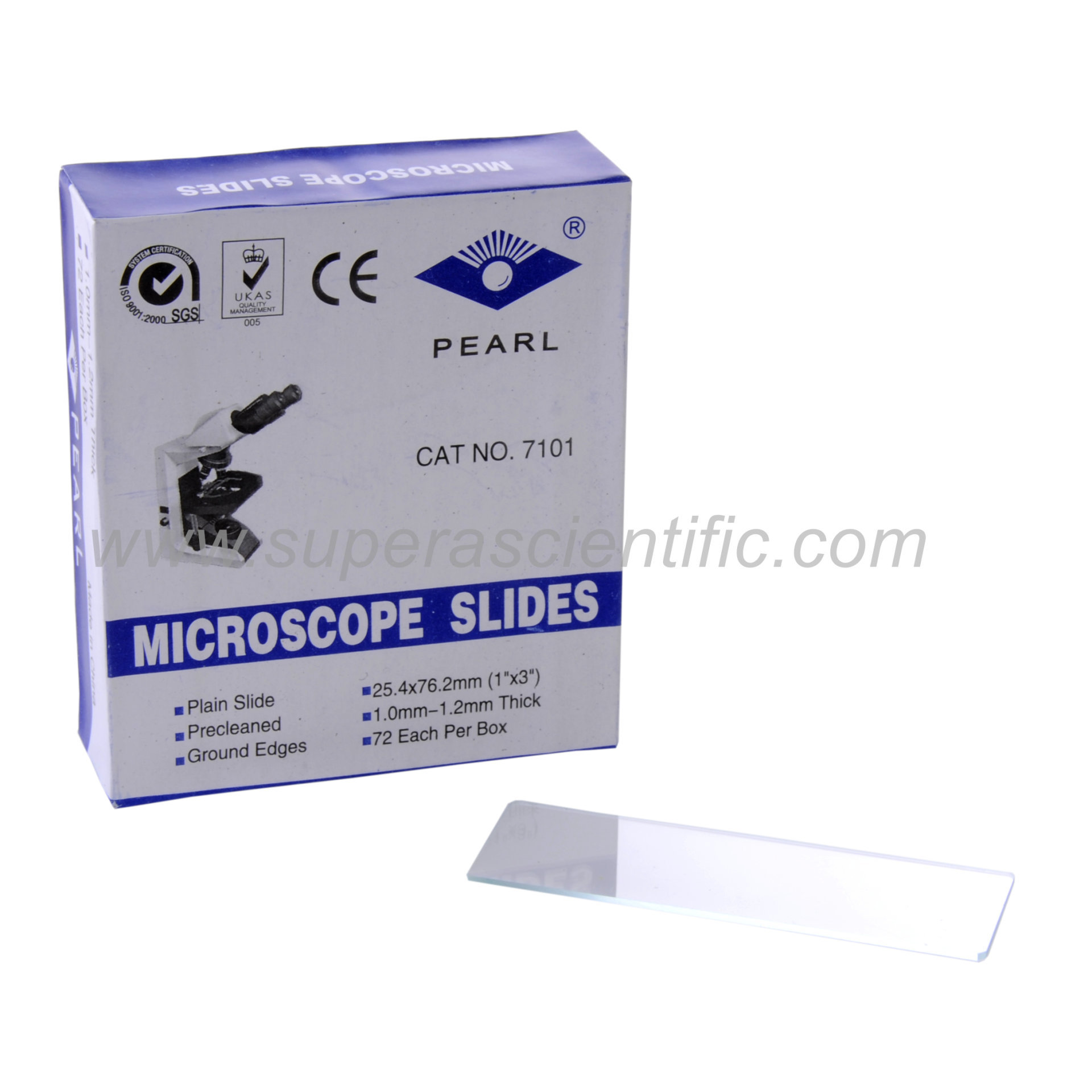 1305-1 Microscope Slides, Plain, 72/PK