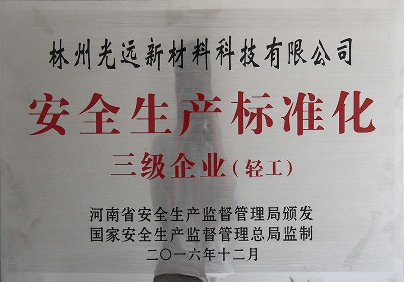 河南省安全生产标准化三级企业（轻工）
