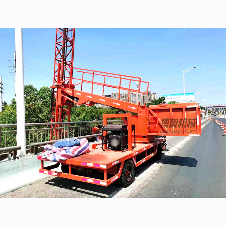 QJ4300橘红色液压单边桥梁检测车安装排水管