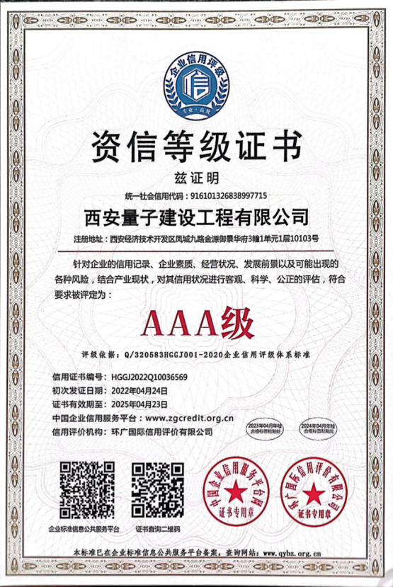 資信等級(jí)AAA證書(shū) 資信等級(jí)AAA證書(shū)
