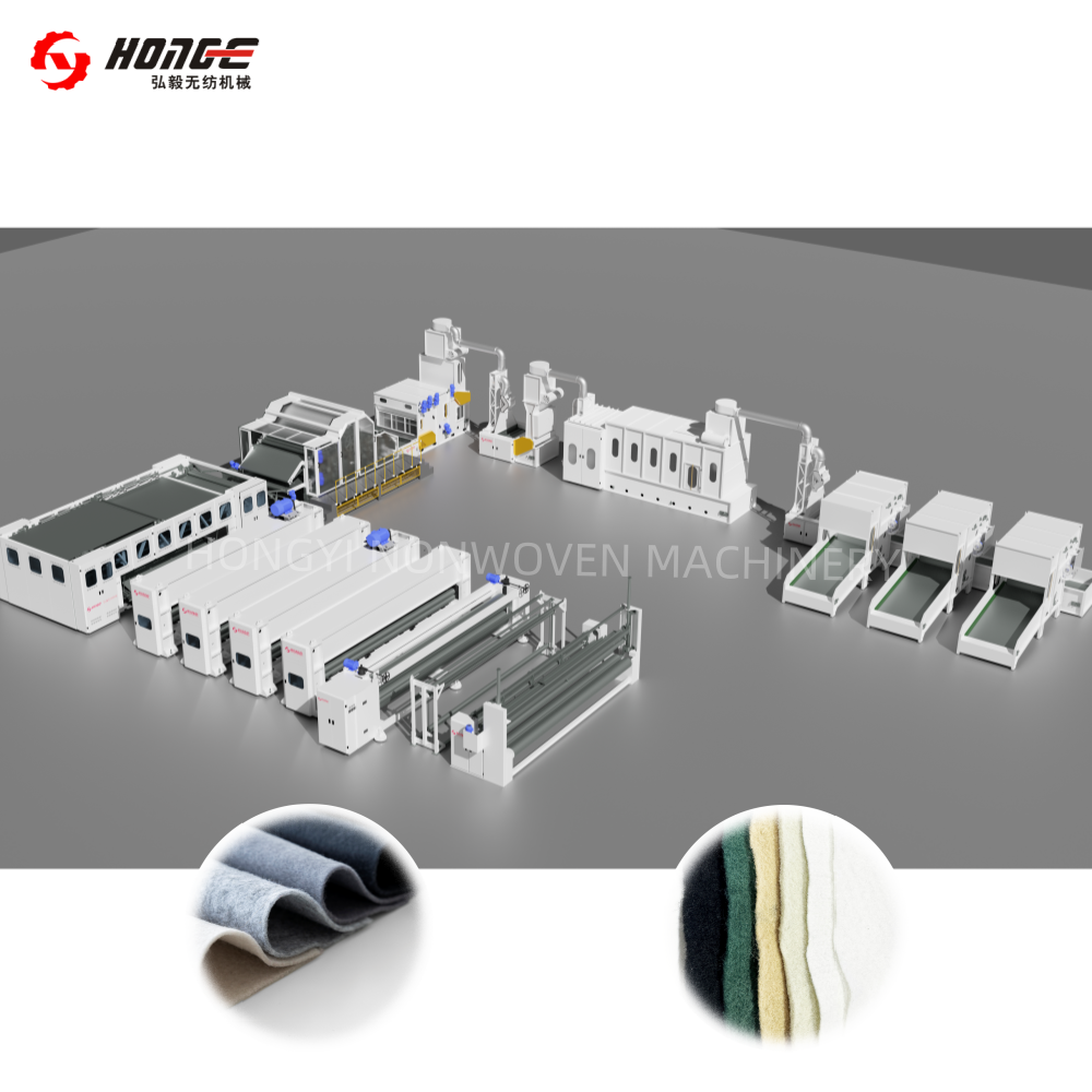 500kg/H Filtration Felt Materials Needle Punching Production Line Polyester Fiber