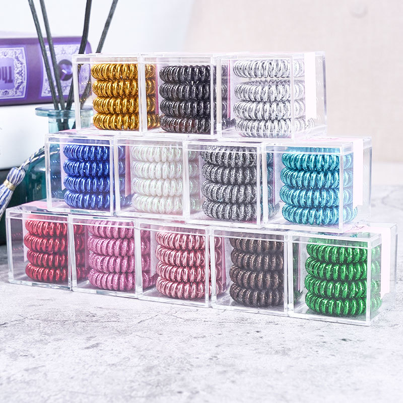 Telephone cord curly hair tie
