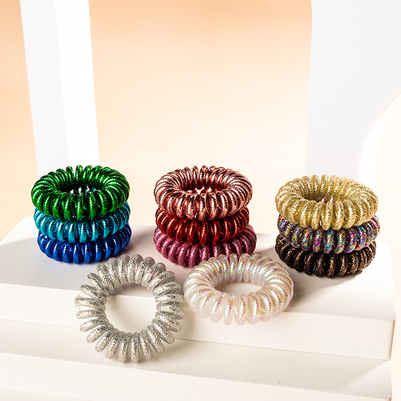 Telephone cord curly hair tie