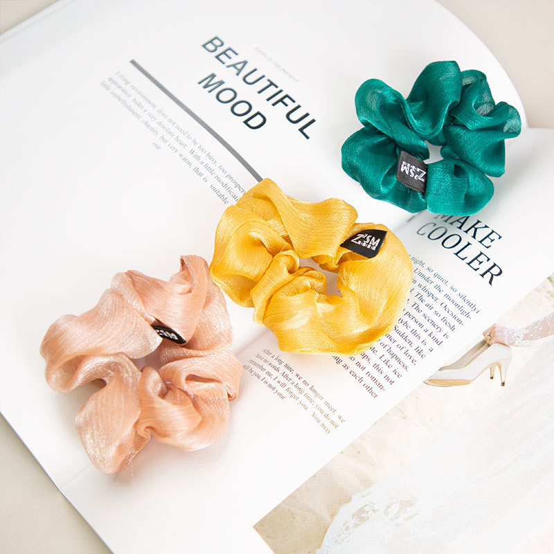 Wholesale fashion Crumpled Elastic hair scrunchies Color flower scrunchy for women girls