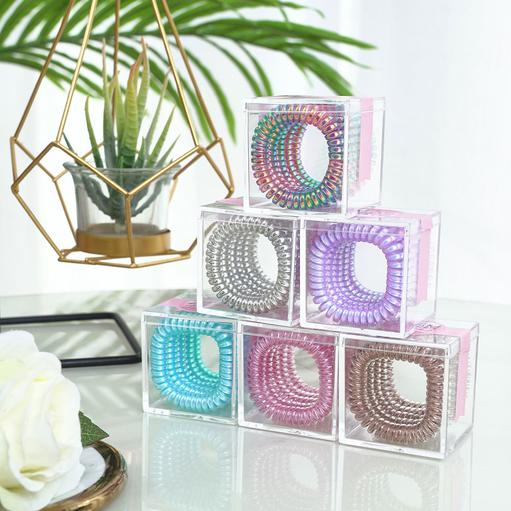 Holographic telephone wire hair ring
