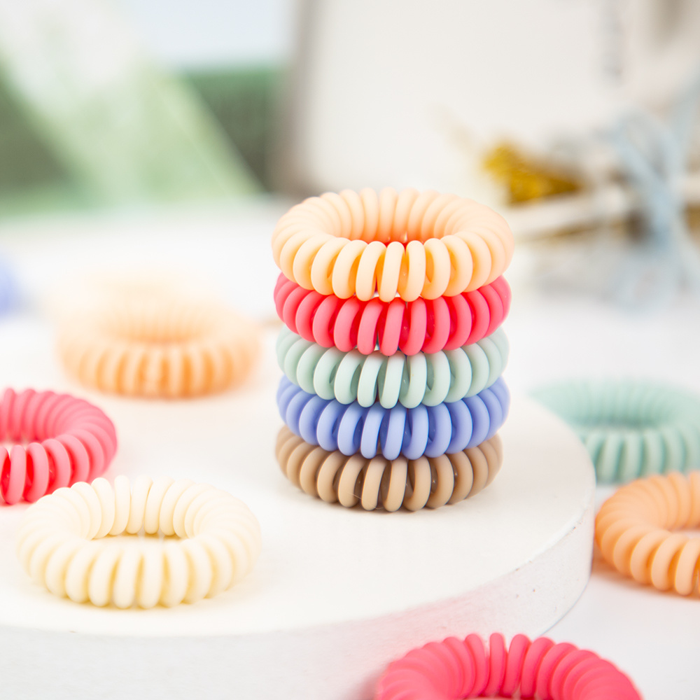 Telephone wire hair ring frosted hair rope fashion female ponytail headgear Coils No Crease Hair ties