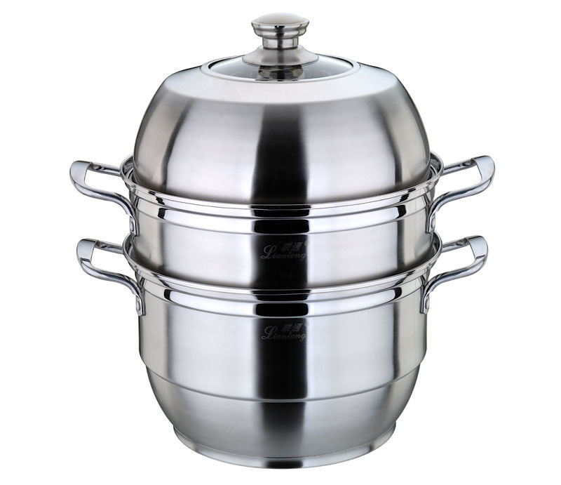 Two-layer double-grate steamer