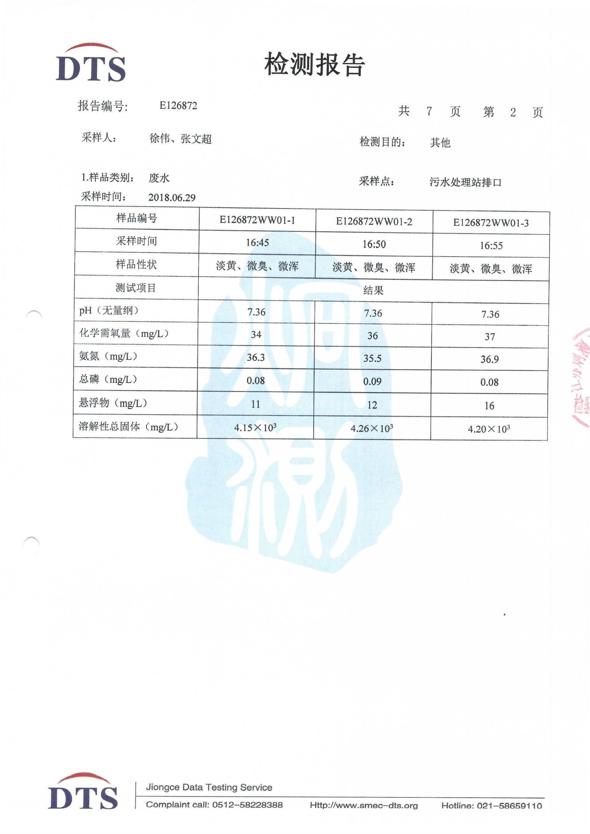 江苏亚泰化工2018年第二季度环境监测报告